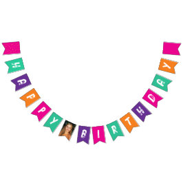 Roligt Modern Colorful Lila Rosa Kids Photo Bild Vimplar