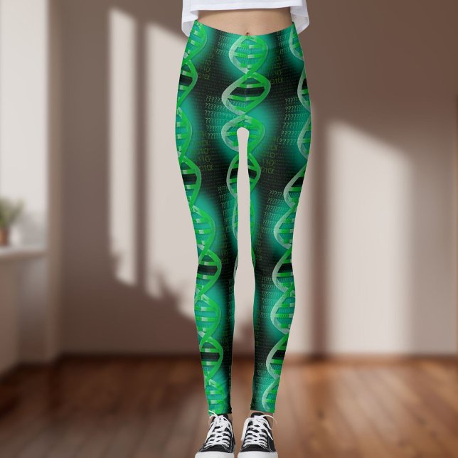 Roligt Modern DNA Mönster Grönt Medical Science Leggings (Fun Modern DNA Pattern Green Medical Science Leggings)
