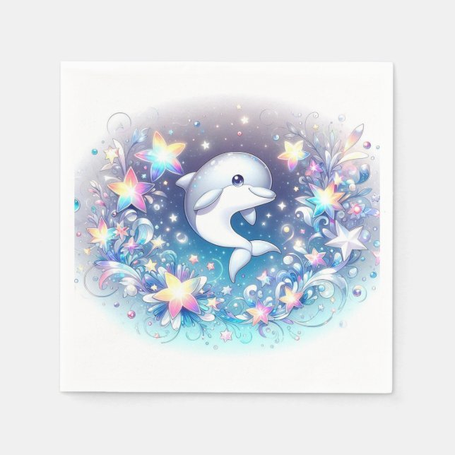 Roligt Modern Dolphin Baby Shower Pappersservett (Framsidan)
