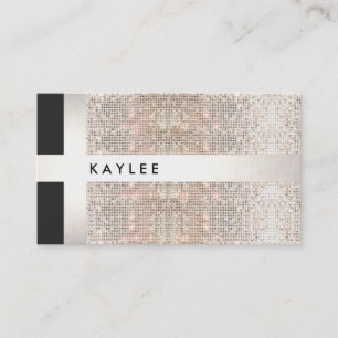 Roligt Modern Faux Silver Rand om Sequins Visitkort