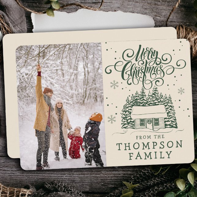 Roligt Modern God jul Träd-skripttypografi Julkort (Skapare uppladdad)