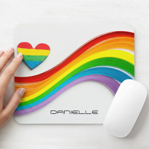 Roligt Modern HBT-Pridet Rainbow Personlig Namn Musmatta