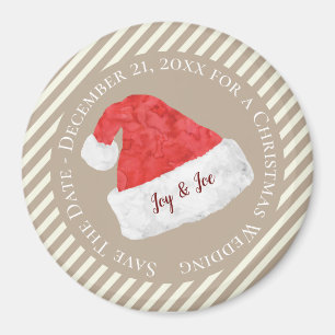 Roligt Modern jul Bröllop med Red Santa Hat Magnet