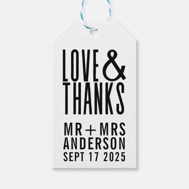 Roligt Modern Kärlek och tack för Photo Wedening Presentetikett (Framsidan)