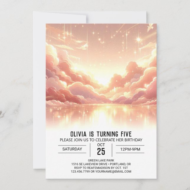 Roligt Modern kelestial Digital Birthday Inbjudningar (Framsida)