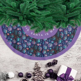 Roligt Modern Lila God Jul Nattsäsong Hälsning Julgransmatta Borstad Polyester