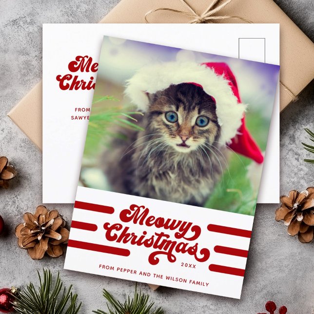Roligt Modern Meowy Jultipografi - foto Vykort (Skapare uppladdad)