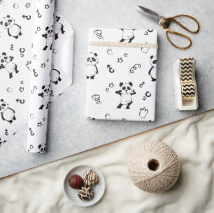 Roligt Modern Panda Barns födelsedag Presentpapper