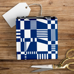 Roligt Modern Papper inkapslad blå och vit figursä Presentpapper