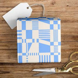 Roligt Modern Papper inkapslad blå och vit figursä Presentpapper