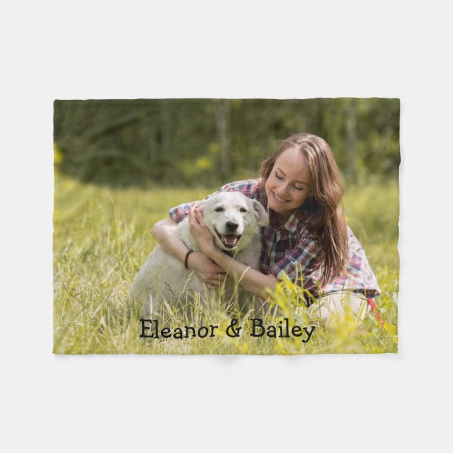 Roligt Modern Pet Photo Personlig Monogram Fleecefilt (Framsidan (Horisontell))