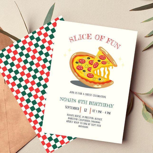Roligt Modern Pizza-Födelsedagsfest Inbjudningar (Invitation)