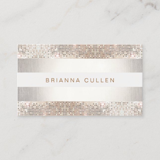 Roligt Modern Rand, Silver Sequin Visitkort (Framsida)