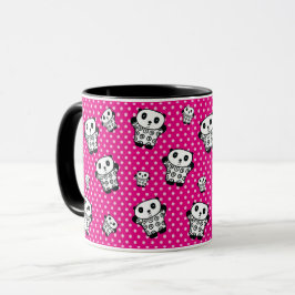 Roligt Modern Rosa Girly Kawaii Panda Bear Polka d Mugg