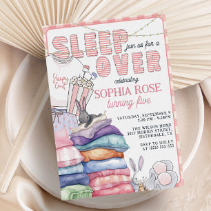 Roligt Modern Rosa Sleepover Födelsedagsfest Inbjudningar