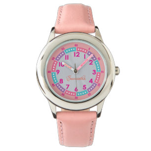 Roligt Modern Rosa Snyggt Anpassat namn Kids Watch Armbandsur