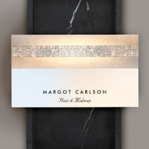 Roligt Modern Silver Sequin Guld Beauty Salon Visitkort