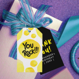 Roligt Modern skript Sten Gult Svart penseltyp Presentetikett