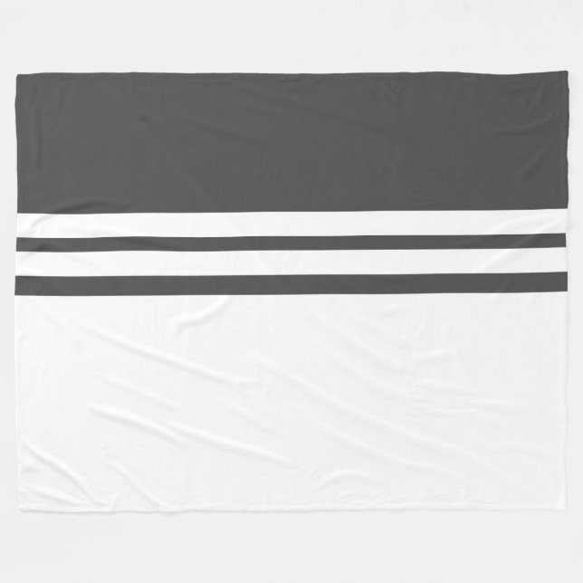 Roligt Modern Snyggt Mörk Grått White Tävla Rand Fleecefilt (Framsidan (Horisontell))