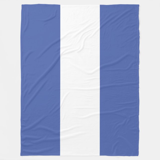 Roligt Modern Sporty Nautical White Blue Wide Rand Fleecefilt (Framsidan)