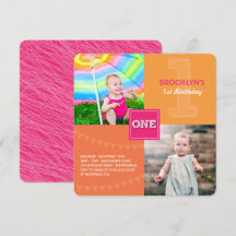 Roligt Modern Square ONE Photo Flicka 1:a födelsed