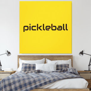 Roligt Modern svart PICKLEBALL-text på Bright-Gult Canvastryck