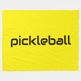 Roligt Modern svart PICKLEBALL-text på Bright-Gult Fleecefilt