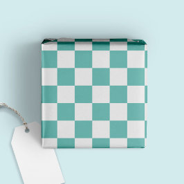 Roligt Modern Trendig Checkated Aqua + White Presentpapper