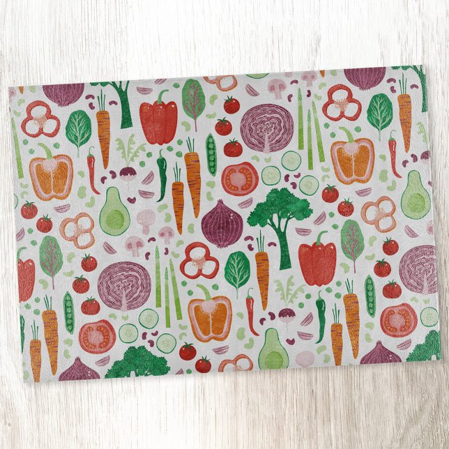 Roligt Modern Vegetable Mönster (Fun modern colorful healty vegetable pattern cutting board for foodies, chefs and cooks)