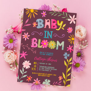 Roligt modern visemisk blommigt baby i bloomdusch inbjudningar
