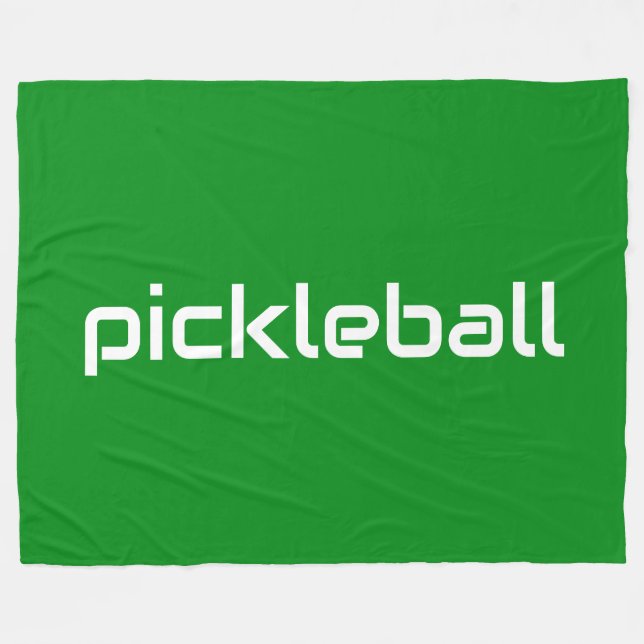 Roligt Modern vit PICKLEBALL-text på Bright-Grönt Fleecefilt (Framsidan (Horisontell))