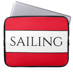 Roligt Modern White Bold Red Trim SAILING Rand Laptop Fodral