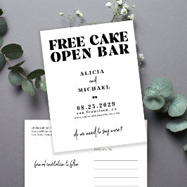 Roligt modernt enkelt avslappnat bröllop sparad da meddelande vykort