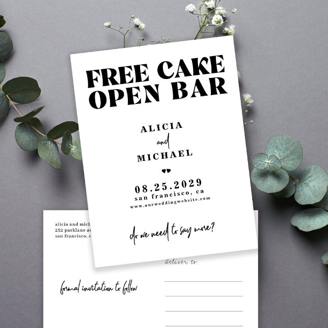 Roligt modernt enkelt avslappnat bröllop sparad da meddelande vykort (Skapare uppladdad)