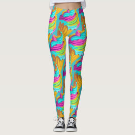 Roligt modernt flickigt färgglatt iskonmönster leggings