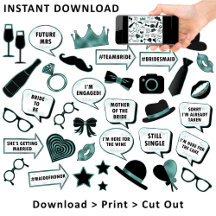 Roligt Möhippa Photo Booth Teal Printable Props