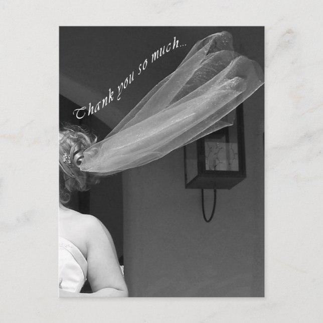 Roligt Möhippa Veil Bröllop Tack vykort (Framsida)