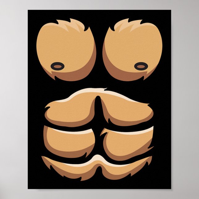 Roligt Monkey Gorilla Chest Costume Halloween Poster (Framsidan)
