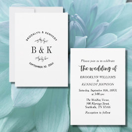 Roligt Monogram Blommigt Botanical Bröllop par Nam Inbjudningar