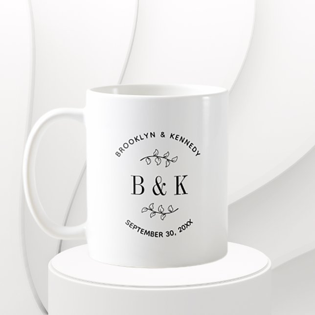 Roligt Monogram Blommigt Botanical Bröllop par Nam Kaffemugg (Skapare uppladdad)