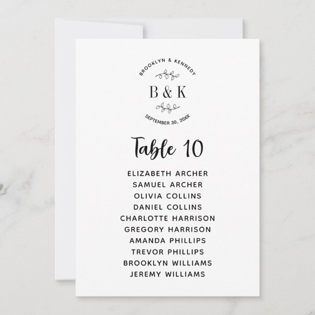 Roligt Monogram Blommigt Botaniskt säte Bröllop Inbjudningar (Framsida)