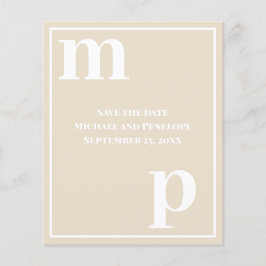Roligt Monogram Champagne Beige budget Spara datum Flygblad