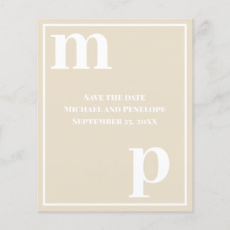 Roligt Monogram Champagne Beige budget Spara datum Flygblad
