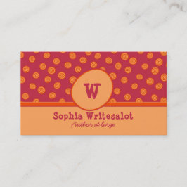 Roligt Monogram cranberry & Orange Mönster Visitkort