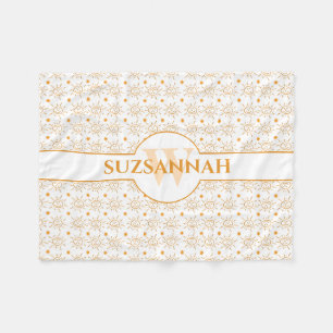 Roligt Monogram Namn Hand plockade Sol Fleecefilt