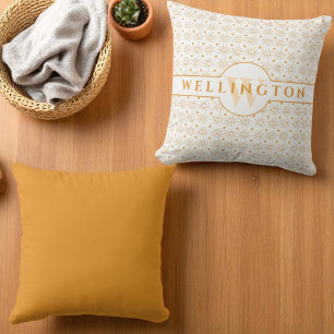 Roligt Monogram Namn Hand plockade Sol Kudde