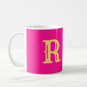 Roligt Monogram Shock rosa Kaffemugg