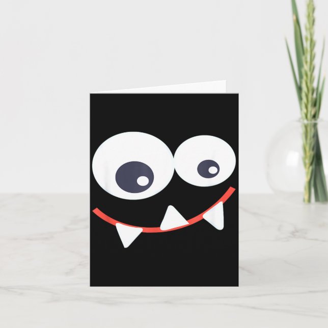 Roligt monster Halloween-tröja monsteransikte Kort (Framsida)