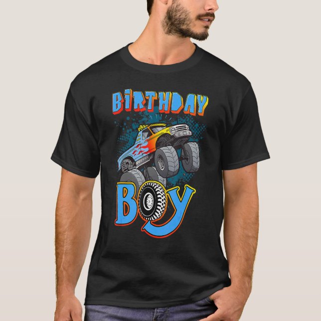 Roligt Monster Lastbil Birthday Boy Teenager Tween T Shirt (Framsida)