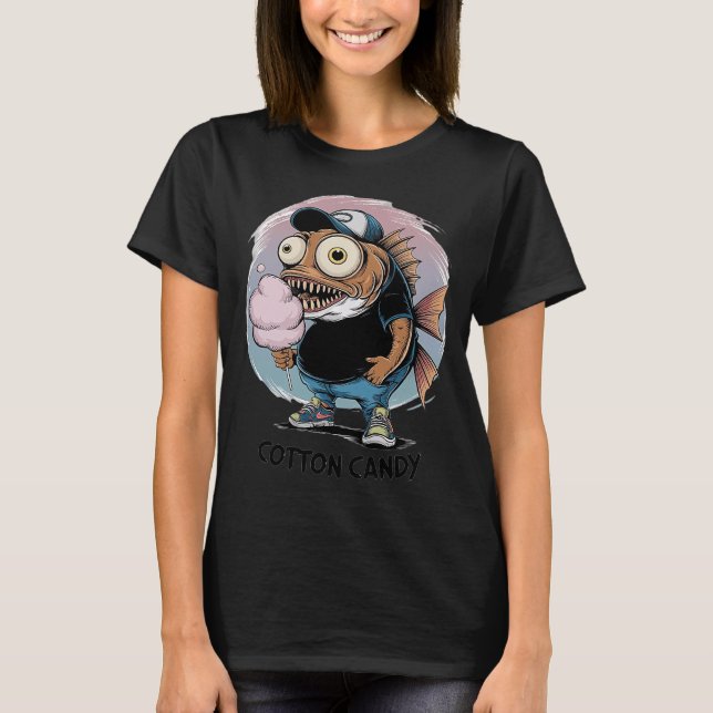 Roligt monsterfisk som äter bomullssocker – Särprä T Shirt (Framsida)
